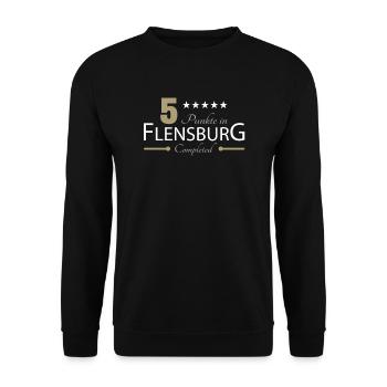 5 Punkte in Flensburg - Unisex Pullover - Schwarz - Vorne - Alina (178cm) & Michal (187cm)