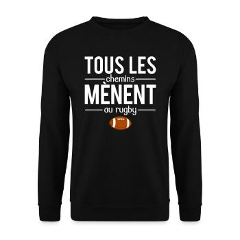 Tous les chemins mènent au rugby sport humour - Sweat-shirt Unisexe - noir - Devant - Alina (178cm) & Michal (187cm)