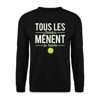 Tous les chemins mènent au tennis sport humour - Sweat-shirt Unisexe - noir - Devant - Alina (178cm) & Michal (187cm)