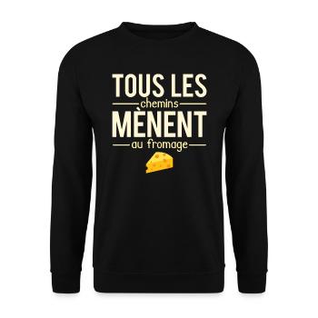 Tous les chemins mènent au fromage raclette humour - Sweat-shirt Unisexe - noir - Devant - Alina (178cm) & Michal (187cm)