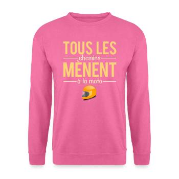 Tous les chemins mènent à la moto blague motard - Sweat-shirt Unisexe - rose - Devant