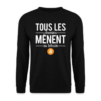 Tous les chemins mènent au bitcoin crypto humour - Sweat-shirt Unisexe - noir - Devant - Alina (178cm) & Michal (187cm)