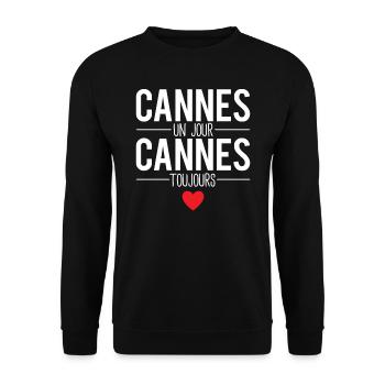 Cannes un jour cannes toujours cadeau cannois - Sweat-shirt Unisexe - noir - Devant - Alina (178cm) & Michal (187cm)