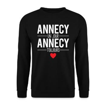 Annecy un jour annecy toujours cadeau annécien - Sweat-shirt Unisexe - noir - Devant - Alina (178cm) & Michal (187cm)