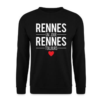Rennes un jour rennes toujours rennais humour - Sweat-shirt Unisexe - noir - Devant - Alina (178cm) & Michal (187cm)