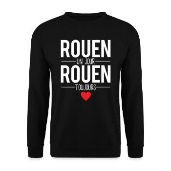 Rouen un jour rouen toujours cadeau rouennais - Sweat-shirt Unisexe - noir - Devant - Alina (178cm) & Michal (187cm)