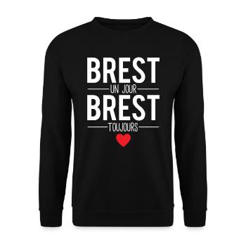 Brest un jour brest toujours cadeau brestois - Sweat-shirt Unisexe - noir - Devant - Alina (178cm) & Michal (187cm)
