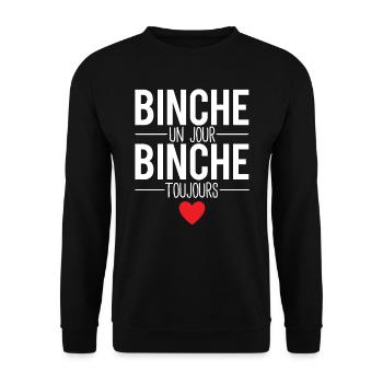 Binche un jour binche toujours cadeau binchois - Sweat-shirt Unisexe - noir - Devant - Alina (178cm) & Michal (187cm)