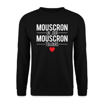 Mouscron un jour mouscron toujours ville belgique - Sweat-shirt Unisexe - noir - Devant - Alina (178cm) & Michal (187cm)