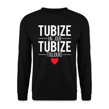 Tubize un jour tubize toujours ville belgique - Sweat-shirt Unisexe - noir - Devant - Alina (178cm) & Michal (187cm)