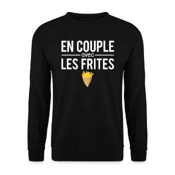 En couple avec les frites fast food humour - Sweat-shirt Unisexe - noir - Devant - Alina (178cm) & Michal (187cm)
