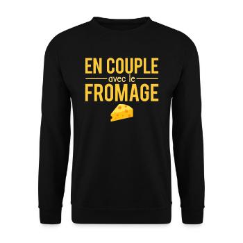 En couple avec le fromage raclette humour - Sweat-shirt Unisexe - noir - Devant - Alina (178cm) & Michal (187cm)