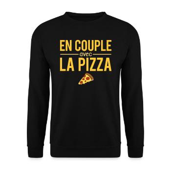 En couple avec la pizza fast food humour - Sweat-shirt Unisexe - noir - Devant - Alina (178cm) & Michal (187cm)
