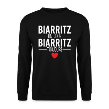 Biarritz un jour biarritz toujours cadeau biarrots - Sweat-shirt Unisexe - noir - Devant - Alina (178cm) & Michal (187cm)