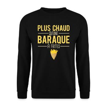 Plus chaud qu'une baraque à frites belge humour - Sweat-shirt Unisexe - noir - Devant - Alina (178cm) & Michal (187cm)