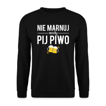 Nie marnuj wody pij piwo blague polonais - Sweat-shirt Unisexe - noir - Devant - Alina (178cm) & Michal (187cm)