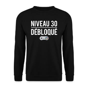 Niveau 30 débloqué cadeau anniversaire 30 ans - Sweat-shirt Unisexe - noir - Devant - Alina (178cm) & Michal (187cm)