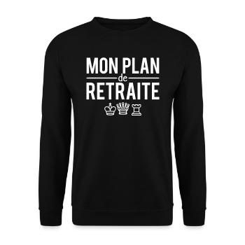 Mon plan de retraite jeu d'échecs humour - Sweat-shirt Unisexe - noir - Devant - Alina (178cm) & Michal (187cm)