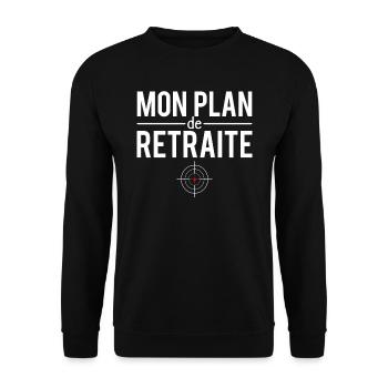 Mon plan de retraite chasse blague chasseur humour - Sweat-shirt Unisexe - noir - Devant - Alina (178cm) & Michal (187cm)