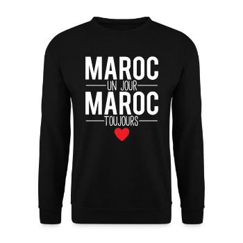 Maroc un jour maroc toujours papa marocain - Sweat-shirt Unisexe - noir - Devant - Alina (178cm) & Michal (187cm)