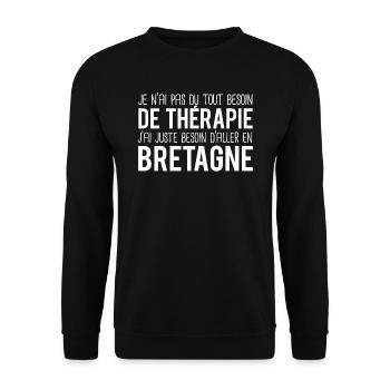 Pas besoin de thérapie besoin d'aller en bretagne - Sweat-shirt Unisexe - noir - Devant - Alina (178cm) & Michal (187cm)
