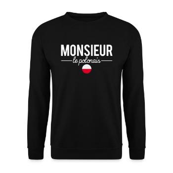 Monsieur le polonais mari polonais humour - Sweat-shirt Unisexe - noir - Devant - Alina (178cm) & Michal (187cm)
