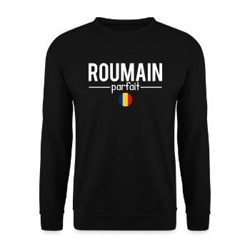Roumain parfait papa roumain humour - Sweat-shirt Unisexe - noir - Devant - Alina (178cm) & Michal (187cm)