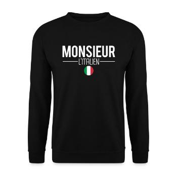 Monsieur l'italien papa italien humour - Sweat-shirt Unisexe - noir - Devant - Alina (178cm) & Michal (187cm)
