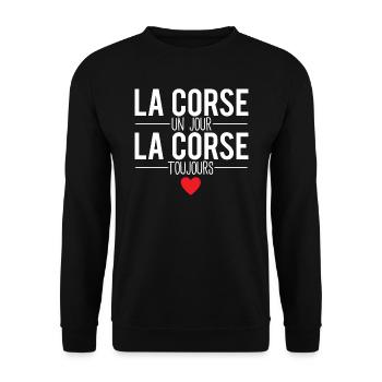 La corse un jour la corse toujours - Sweat-shirt Unisexe - noir - Devant - Alina (178cm) & Michal (187cm)