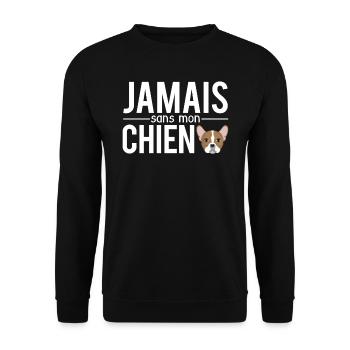 Jamais sans mon chien propriétaire chien humour - Sweat-shirt Unisexe - noir - Devant - Alina (178cm) & Michal (187cm)