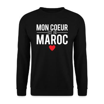 Mon coeur est au maroc cadeau papa marocain - Sweat-shirt Unisexe - noir - Devant - Alina (178cm) & Michal (187cm)