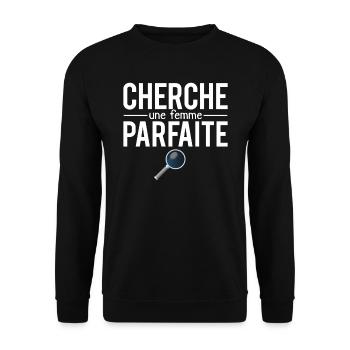 Cherche une femme parfaite blague couple - Sweat-shirt Unisexe - noir - Devant - Alina (178cm) & Michal (187cm)