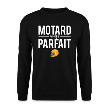 Motard presque parfait papa motard humour - Sweat-shirt Unisexe - noir - Devant - Alina (178cm) & Michal (187cm)
