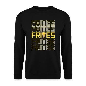 Idée cadeau amateur frites belge humour - Sweat-shirt Unisexe - noir - Devant - Alina (178cm) & Michal (187cm)