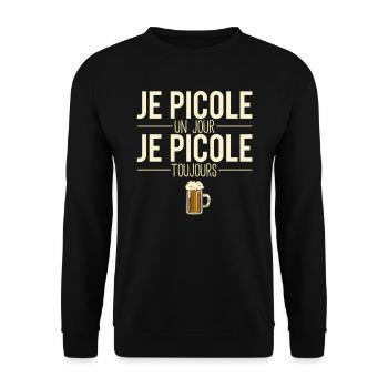 Je picole un jour je picole toujours apéro alcool - Sweat-shirt Unisexe - noir - Devant - Alina (178cm) & Michal (187cm)