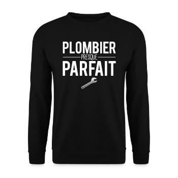 Plombier presque parfait papa plombier humour - Sweat-shirt Unisexe - noir - Devant - Alina (178cm) & Michal (187cm)