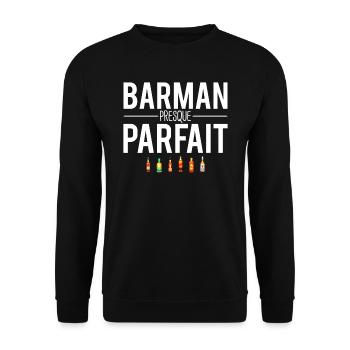Barman presque parfait métier profession humour - Sweat-shirt Unisexe - noir - Devant - Alina (178cm) & Michal (187cm)