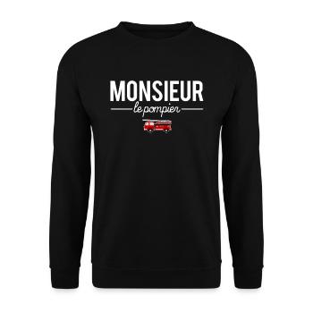 Monsieur le pompier meilleur pompier humour - Sweat-shirt Unisexe - noir - Devant - Alina (178cm) & Michal (187cm)