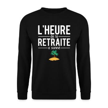 L'heure de la retraite a sonné départ retraite - Sweat-shirt Unisexe - noir - Devant - Alina (178cm) & Michal (187cm)