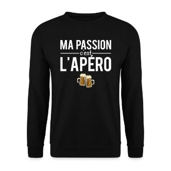 Ma passion c'est l'apéro alcool humour - Sweat-shirt Unisexe - noir - Devant - Alina (178cm) & Michal (187cm)