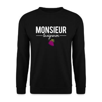 Monsieur le vigneron cadeau papa vigneron humour - Sweat-shirt Unisexe - noir - Devant - Alina (178cm) & Michal (187cm)