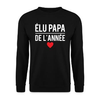 Élu papa de l'année cadeau fête des pères - Sweat-shirt Unisexe - noir - Devant - Alina (178cm) & Michal (187cm)