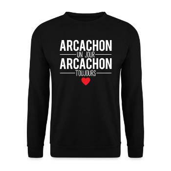 Arcachon un jour arcachon toujours ville france - Sweat-shirt Unisexe - noir - Devant - Alina (178cm) & Michal (187cm)