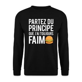 Partez du principe que j'ai toujours faim burger - Sweat-shirt Unisexe - noir - Devant - Alina (178cm) & Michal (187cm)