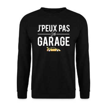 J'peux pas j'ai garage mécanicien automobile - Sweat-shirt Unisexe - noir - Devant - Alina (178cm) & Michal (187cm)
