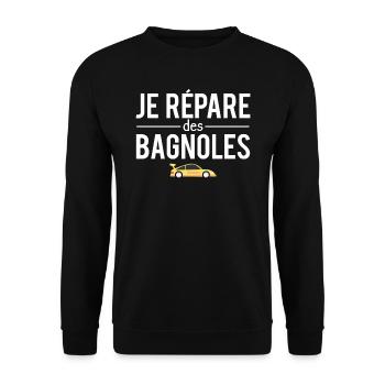 Je répare des bagnoles blague mécanicien humour - Sweat-shirt Unisexe - noir - Devant - Alina (178cm) & Michal (187cm)