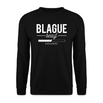 Blague beauf en cours veuillez patienter - Sweat-shirt Unisexe - noir - Devant - Alina (178cm) & Michal (187cm)