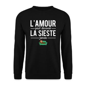 L'amour peut décevoir la sieste jamais dormir - Sweat-shirt Unisexe - noir - Devant - Alina (178cm) & Michal (187cm)