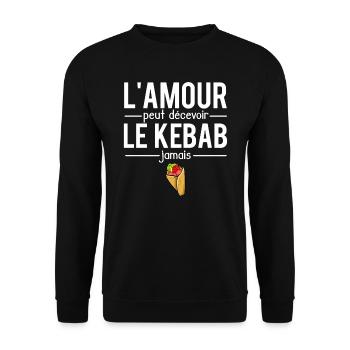 L'amour peut décevoir le kebab jamais fast food - Sweat-shirt Unisexe - noir - Devant - Alina (178cm) & Michal (187cm)