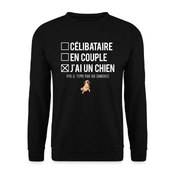 Célibataire en couple j'ai un chien humour - Sweat-shirt Unisexe - noir - Devant - Alina (178cm) & Michal (187cm)